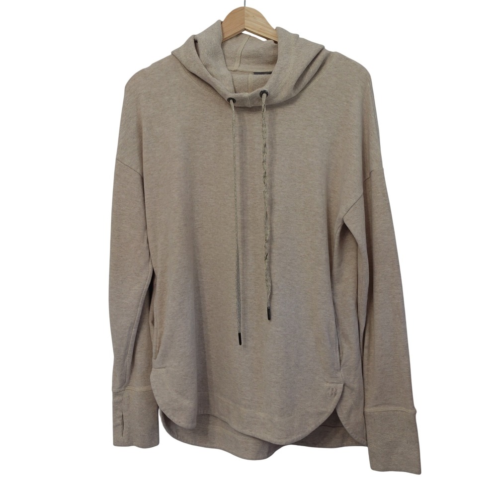 Sweaty Betty Hoodie Womens M Beige Escape Luxe Fleece Pullover Thumbholes Italy